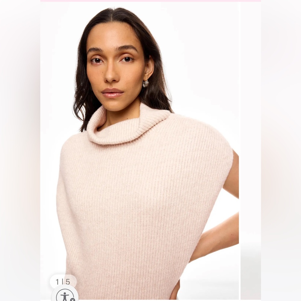 Splendid Blush Cream Knit Sleeveless Turtleneck Midi Dress - Picture 6 of 15